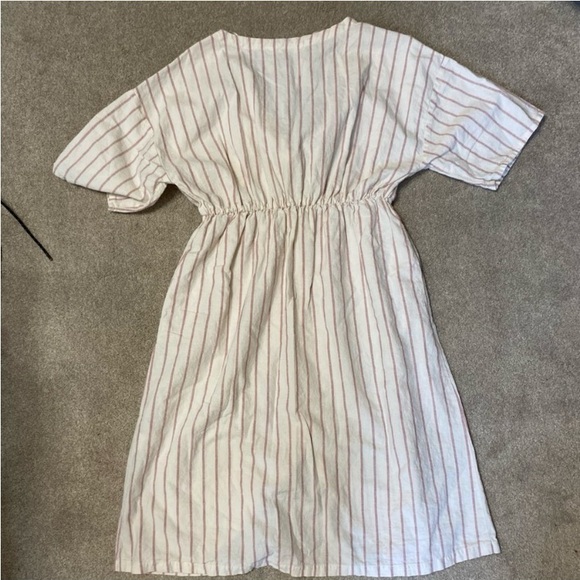 Zara Basic Striped Tie Front Button Down Midi Dress Size M - Picture 3 of 5